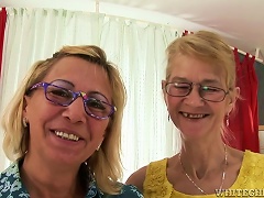 Blonde Grannies Milli And Beata Finger And Toy Each Other's Shaved Vags